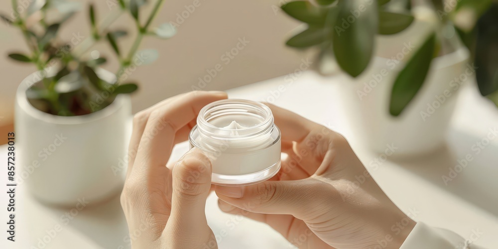 Hand Holding a Jar of Cream Hand Holding a Jar of Cream