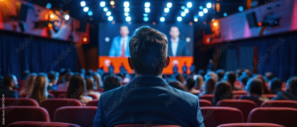 Fototapeta premium Candidate participating in a televised town hall