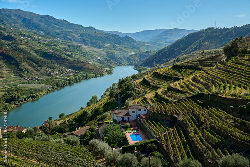 beautiful and tranquil landscape of the valley of the Douro river, a popular travel destination in Portugal and well known for its excellent wines and vineyards.