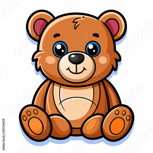 The cartoon teddy bear with big eyes and a happy smile is perfect for childrens illustrations