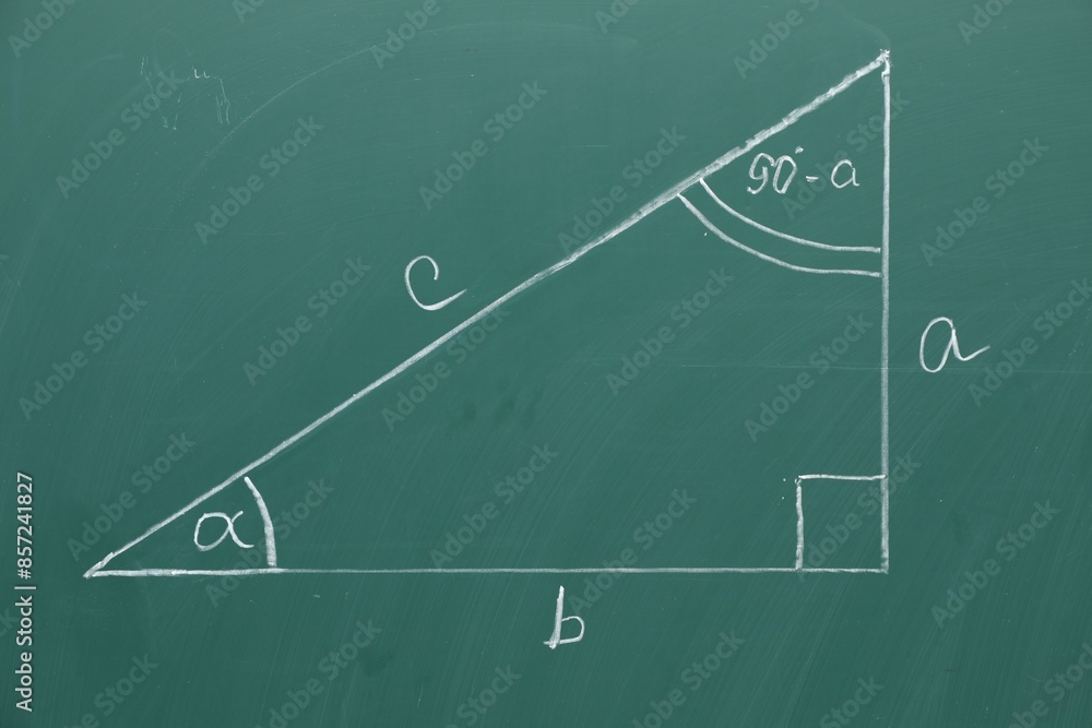 Triangle and geometry task on green board Triangle and geometry task on green board