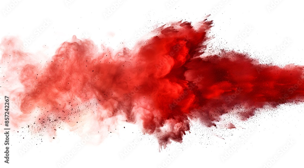 Dynamic red powder Spreading white background Red Powder Concept Dynamic red powder Spreading white background Red Powder Concept