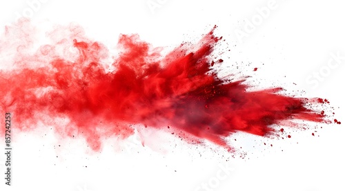 Dynamic red powder Spreading white background Red Powder Concept