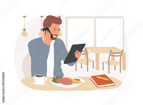 Busy lunch time isolated cartoon vector illustrations.