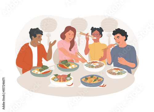 Asian restaurant isolated cartoon vector illustrations.