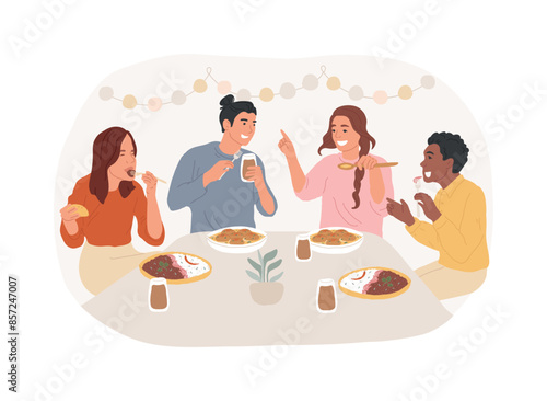 Indian restaurant isolated cartoon vector illustrations.