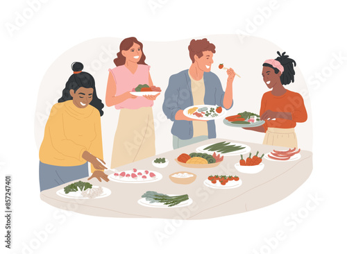 Obraz na płótnie Vegetarian buffet isolated cartoon vector illustrations. w salonie