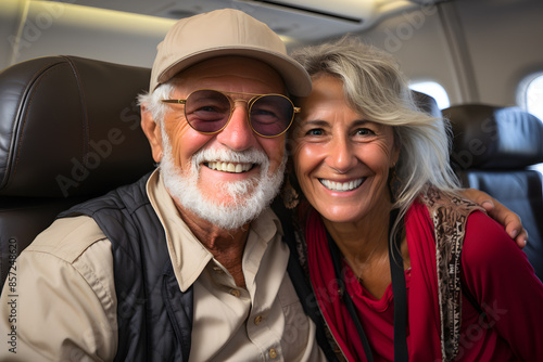 Senior couple traveling by plane © A2Z AI 