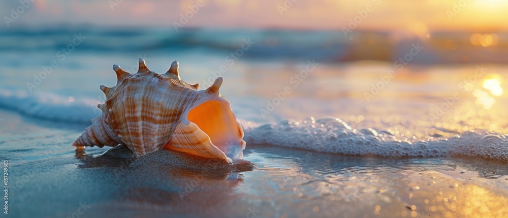 Close-up of a seashell on the beach Close-up of a seashell on the beach