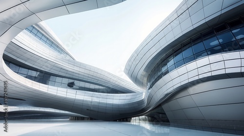 A futuristic building with alien-inspired curves and materials, viewed from a slanted perspective to emphasize its unconventional design and sci-fi movie inspiration.