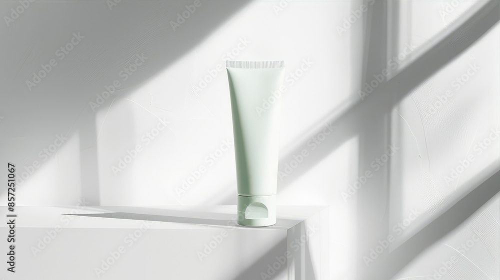 Capture the essence of a minimalist cosmetic tube under gentle light and shadow Capture the essence of a minimalist cosmetic tube under gentle light and shadow