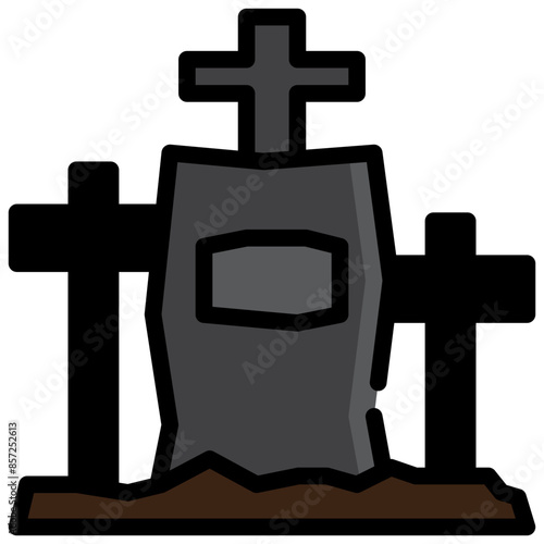 cemetery grave graveyard halloween horror filled outline
