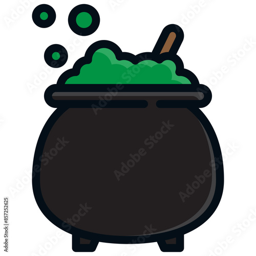 cauldron potion pot boil witch halloween filled outline