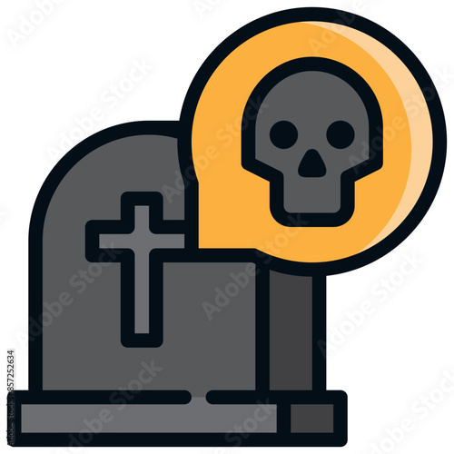 cometery grave tomb death skull filled outline