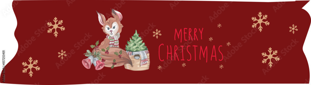 Squirrel christmas washi tape on transparent background. Squirrel christmas washi tape on transparent background.