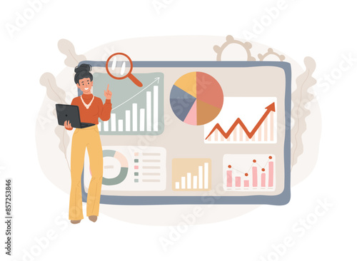 Data driven business model isolated concept vector illustration.