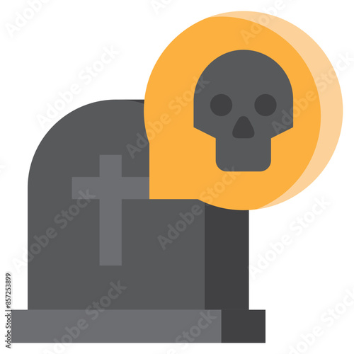 cometery grave tomb death skull flat style