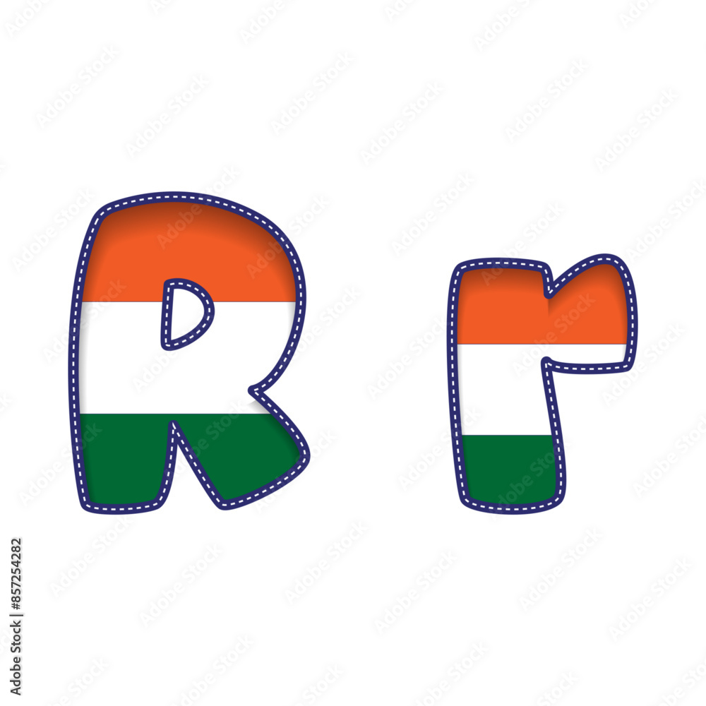 R Alphabet Capital and Small Letter INDIA Independence Day and India ...