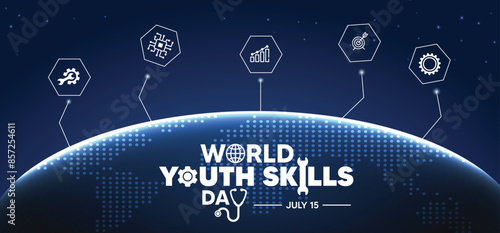 World Youth Skills Day July 15 vector poster