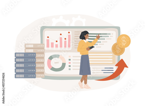 Data monetization isolated concept vector illustration.