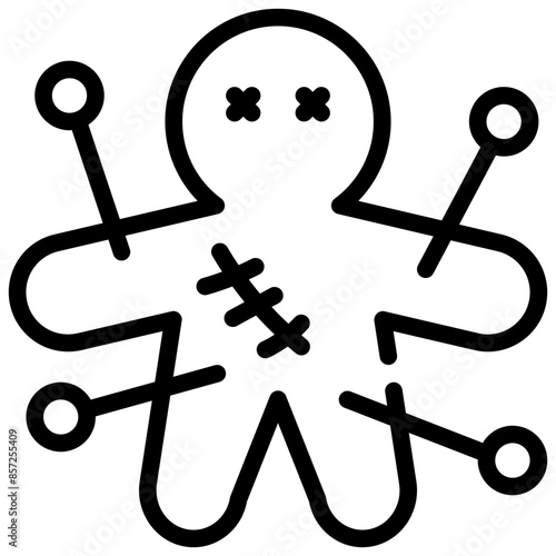 doll voodoo horror spookie halloween simple line