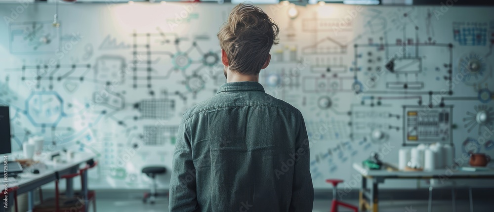 Cloud architecture design on a digital whiteboard Cloud architecture design on a digital whiteboard