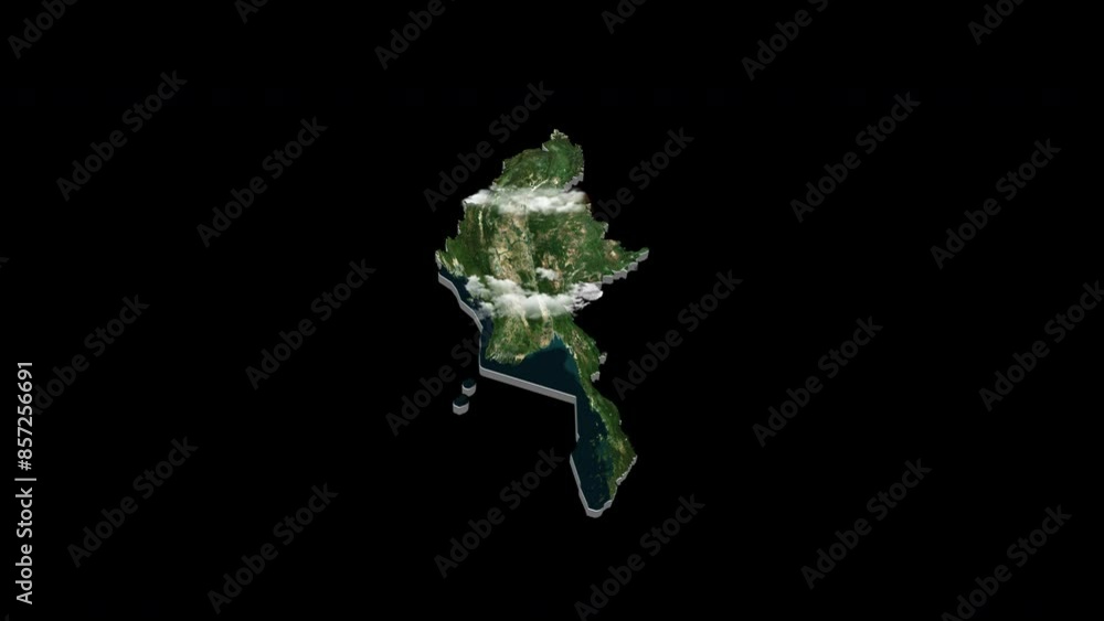 Myanmar 3D Country Map Animation Transparent Alpha Myanmar 3D Country Map Animation Transparent Alpha