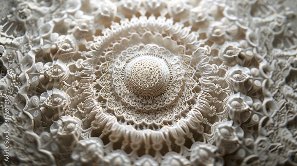 A macro photograph of lace doilies, arranged in a symmetrical pattern, emphasizing the fine details and delicate craftsmanship. A macro photograph of lace doilies, arranged in a symmetrical pattern, emphasizing the fine details and delicate craftsmanship.