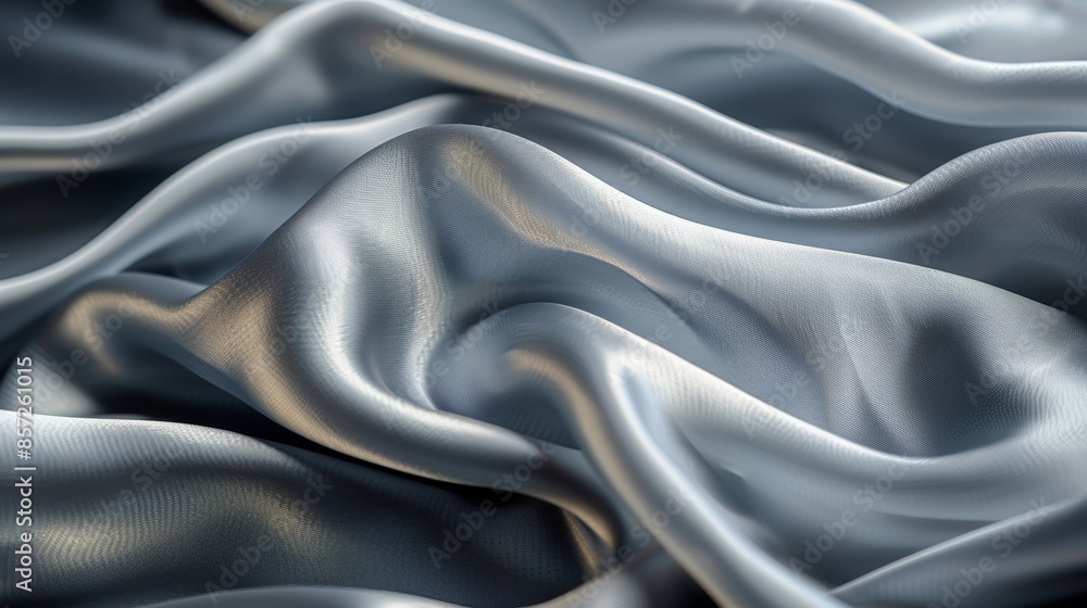 Obraz premium A silky fabric cascading over a smooth surface, creating gentle waves and highlighting the fabric's soft and luxurious texture.
