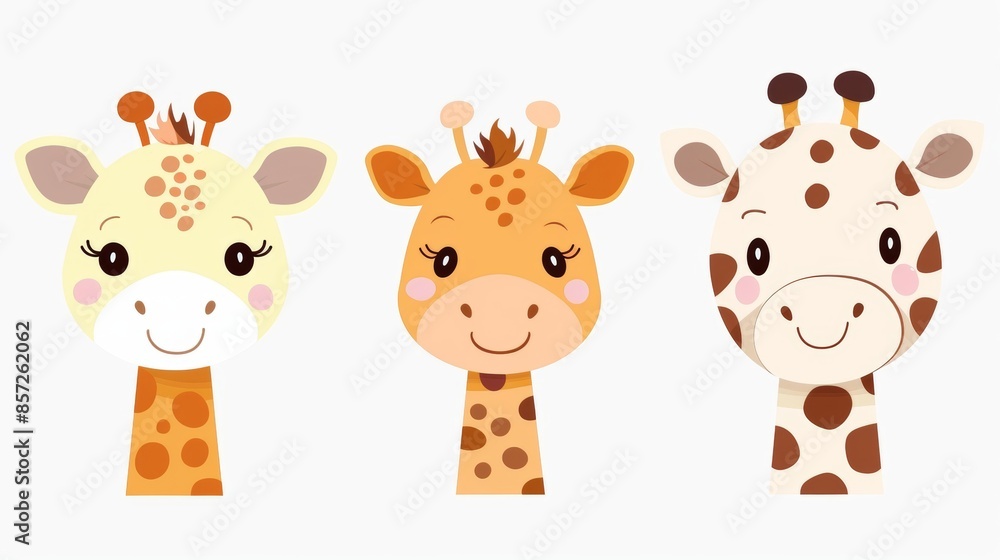 Obraz premium Giraffe. Flat vector illustration of cute animal. Baby nursery art.