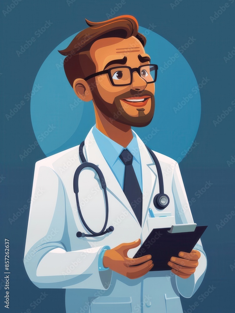 Smiling Doctor with Stethoscope and Clipboard. Smiling Doctor with Stethoscope and Clipboard.