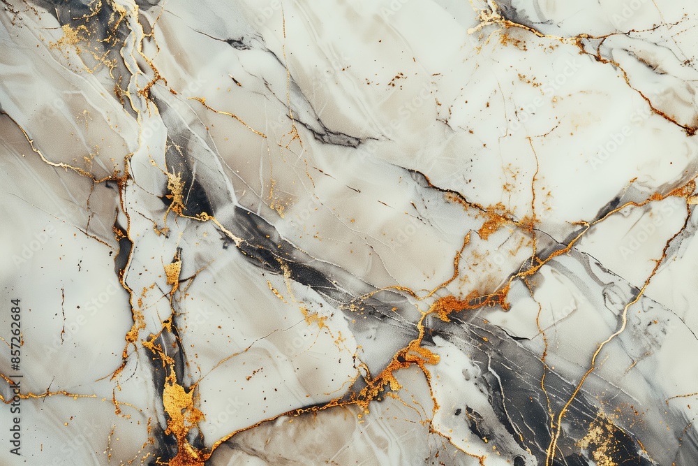A detailed view of a marble countertop with golden veins running through it