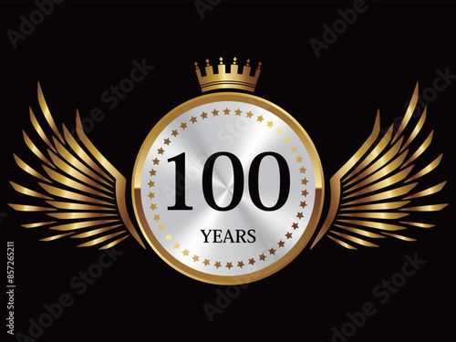 100周年記念の羽エンブレム　ゴールド