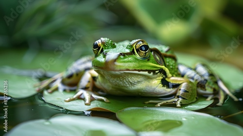 frog on green pond. 