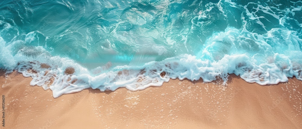 Crystal-clear ocean waves lapping a sandy shore Crystal-clear ocean waves lapping a sandy shore