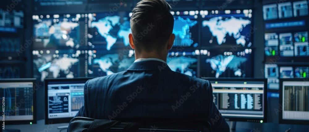 Fototapeta premium Cybersecurity analyst using advanced threat detection software