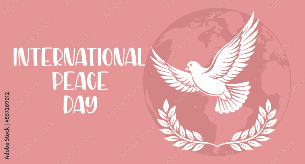 International peace day. Silhouette of a white dove against a background with a globe. Illustration. Vector International peace day. Silhouette of a white dove against a background with a globe. Illustration. Vector