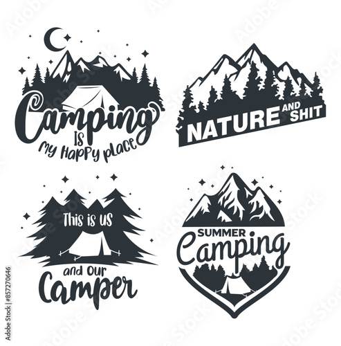 Summer Camp. Vector Illustration. Concept for Shirt or Logo, camping