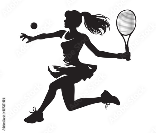 Female tennis player silhouette. Vector illustration