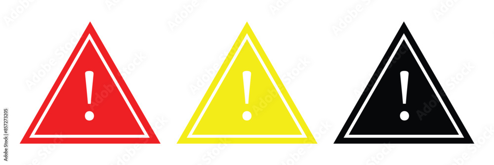 Caution warning signs. Exclamation danger sign. Warnings, attention simbol. Triangle warning flat style. Danger warning icon set. alert triangle warn sign in black, yellow, and red color. exclamation Caution warning signs. Exclamation danger sign. Warnings, attention simbol. Triangle warning flat style. Danger warning icon set. alert triangle warn sign in black, yellow, and red color. exclamation