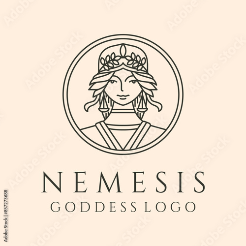 nemesis greek goddess line art logo vector symbol illustration design