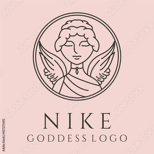 nike greek goddess line art logo vector symbol illustration design