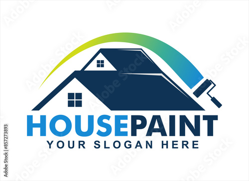 house home colored painting service logo vector silhouette illustration template business logo design.