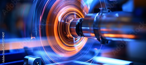 Wallpaper Mural High speed cnc lathe tool with glowing cutting edge in sharp focus for precision machining Torontodigital.ca