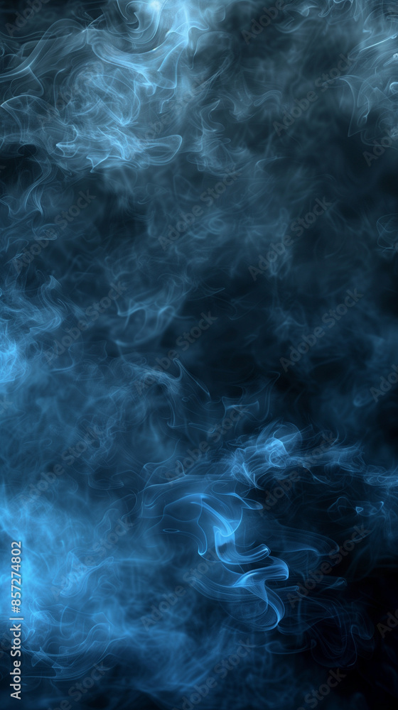 Obraz premium vertical sky blue fog on black background, Ai generated Images