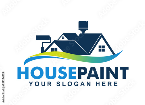 house home colored painting service logo vector silhouette illustration template business logo design.