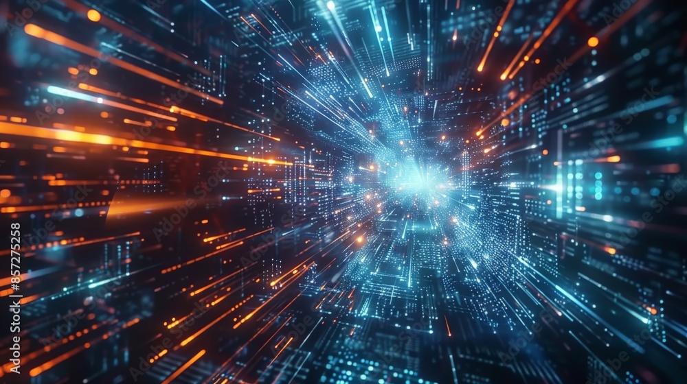 Fototapeta premium Digital Data Flow Abstract Background