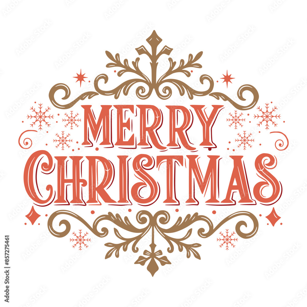 Obraz premium Christmas and New Year typography on a background with snowflakes. Vector illustration on white background