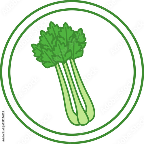 Green Icon Contains Celery. Vector Icon. Natural and Organic Food, Healthy Eating. Label for Products Containing Celery