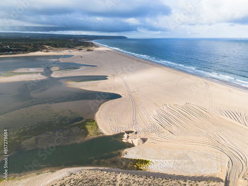 Photos Lagoa de Albufeira lagoon and beach in Portugal aerial shot
